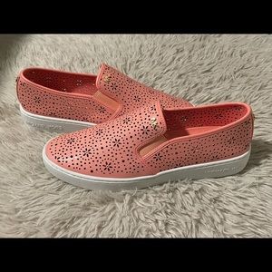 Michael Kors coral leather slip on